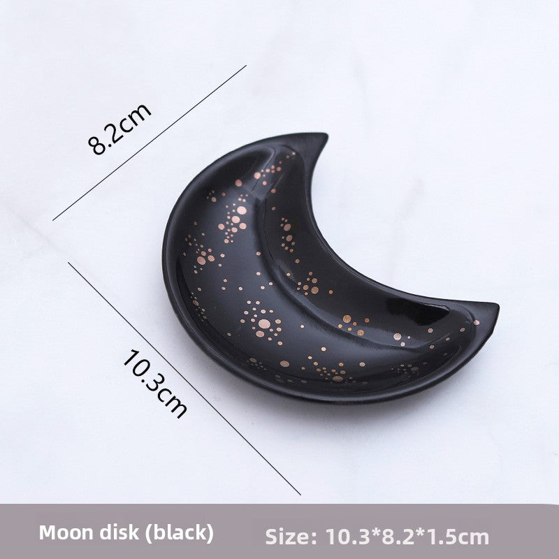 Nordic Style Ceramic Moon Trinket Dish - Creative Home Decorative Plate for Necklace and Ring Storage