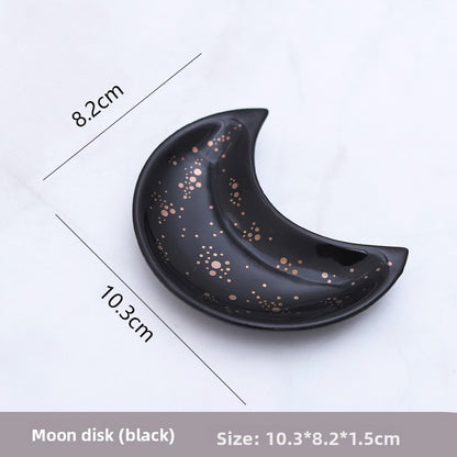 Nordic Style Ceramic Moon Trinket Dish - Creative Home Decorative Plate for Necklace and Ring Storage