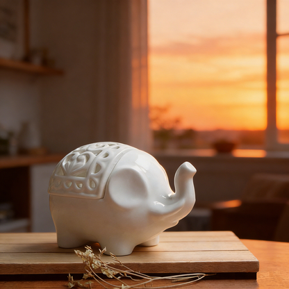 Nordic Style Creative Hollow-out Elephant Figurine | Home Decor Craft | Hot Selling Ceramic Hollow Candle Holder
