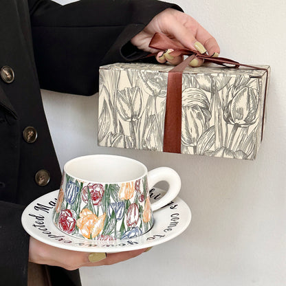 Designer Coffee Cup and Saucer Set - Elegant Afternoon Tea Latte Mug