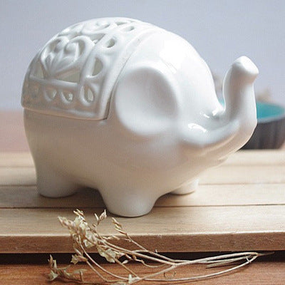 Nordic Style Creative Hollow-out Elephant Figurine | Home Decor Craft | Hot Selling Ceramic Hollow Candle Holder
