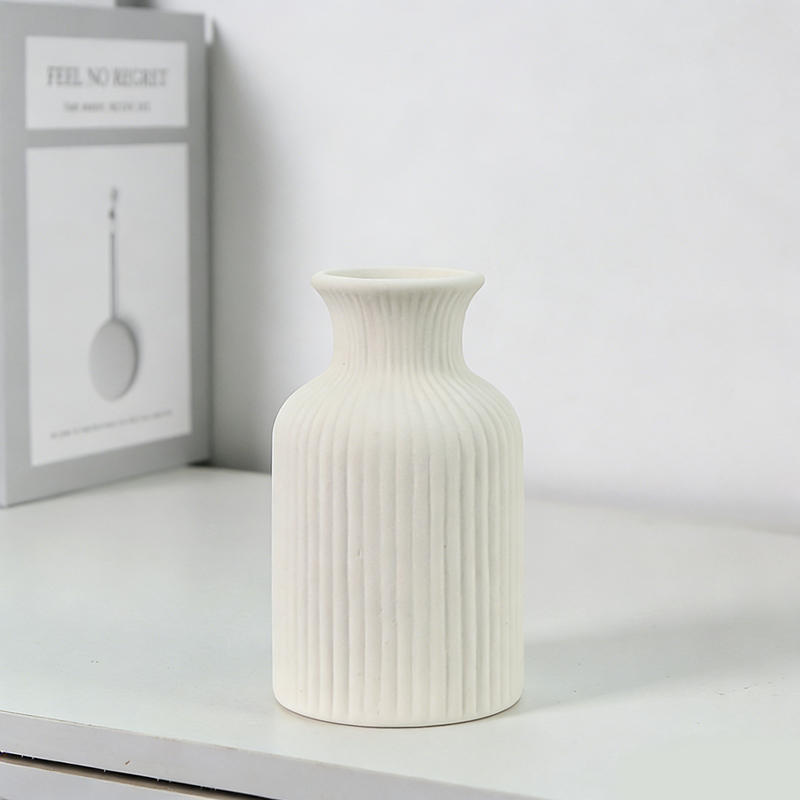 White Scandinavian Creative Ceramic Vase Set of 3 – Modern Decorative Flower Vases for Dry & Fresh Flowers, Tabletop Centerpiece for Dining Room & Living Room