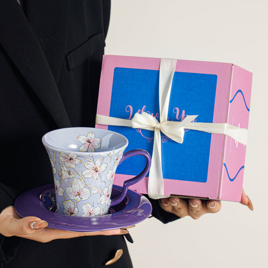 Coffee Cup and Saucer Set - Premium Delicate Tea Cup for Afternoon Tea, Latte, and Cappuccino
