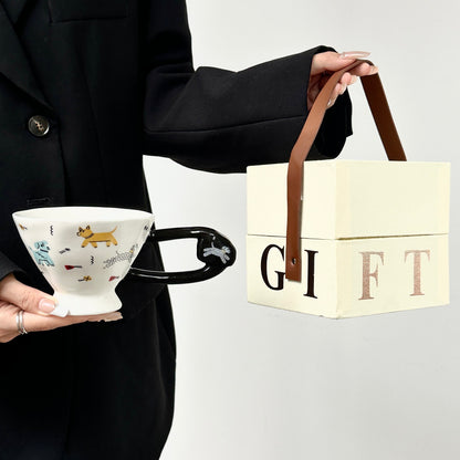 Stylish Ceramic Coffee Mug - Perfect Birthday Gift for Her, Artistic Design Women's Gift Set