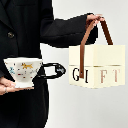 Stylish Ceramic Coffee Mug - Perfect Birthday Gift for Her, Artistic Design Women's Gift Set