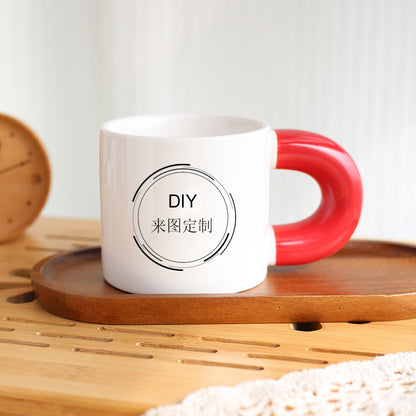 Custom Photo Mug - Cute Fat-Handle Cup (Personalized Couple & Kids Gift)