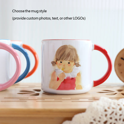 Vibrant DIY Photo Mug - Customizable White Ceramic Cup, Personalized Gift for Couples, Kids & Lovers