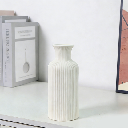 White Scandinavian Creative Ceramic Vase Set of 3 – Modern Decorative Flower Vases for Dry & Fresh Flowers, Tabletop Centerpiece for Dining Room & Living Room