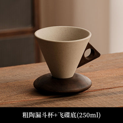 Vintage Ceramic Coffee Mug - Unique Funnel-Shaped Design, High-End & Aesthetic Tumbler for Latte & Cappuccino