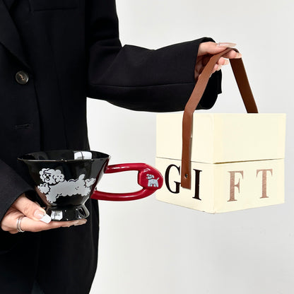 Stylish Ceramic Coffee Mug - Perfect Birthday Gift for Her, Artistic Design Women's Gift Set