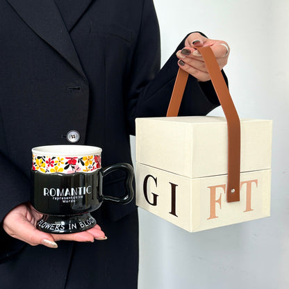 Elegant French Style Ceramic Coffee Mug - Retro High-End Luxury Goblet for Women, Office & Breakfast