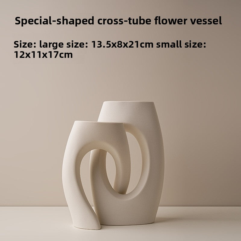 Unique Ceramic Irregular Vase | Sculptural Art Decor for Living Room, TV Stand, Bar Cart | Modern Home Accents for Tabletop Display