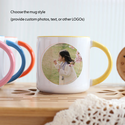 Vibrant DIY Photo Mug - Customizable White Ceramic Cup, Personalized Gift for Couples, Kids & Lovers