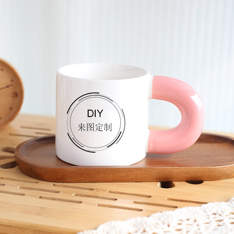 Custom Photo Mug - Cute Fat-Handle Cup (Personalized Couple & Kids Gift)