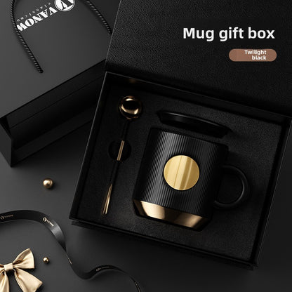 Custom Name Zodiac Mug - Ceramic Coffee Cup with Lid and Spoon, Gift Box Set, Engraved Birthday Present, Souvenir for Couples