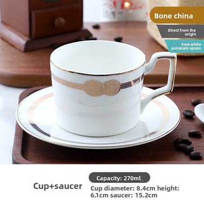 Luxury Bone China Coffee Cup and Saucer Set, Exquisite English Afternoon Tea Set, Ceramic Tea Set with Spoon