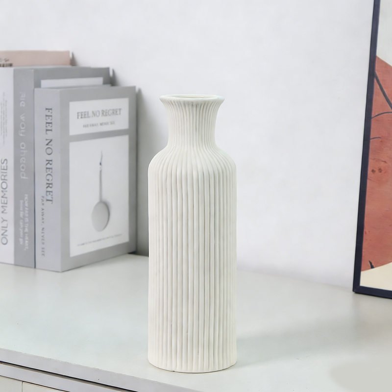 White Scandinavian Creative Ceramic Vase Set of 3 – Modern Decorative Flower Vases for Dry & Fresh Flowers, Tabletop Centerpiece for Dining Room & Living Room