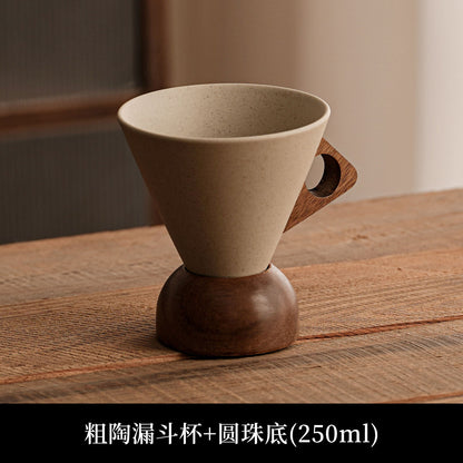 Vintage Ceramic Coffee Mug - Unique Funnel-Shaped Design, High-End & Aesthetic Tumbler for Latte & Cappuccino