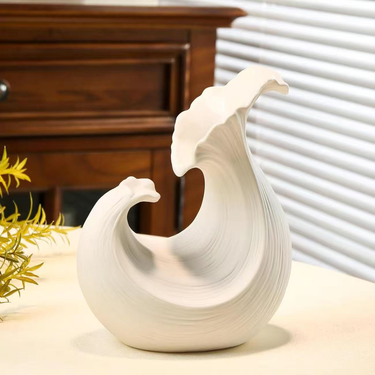 Creative Nordic Ceramic Vase - Textured Decorative Figurine for Living Room, Foyer, Table & Office (For Hydroponics, Dried Flowers & Artificial Plants)