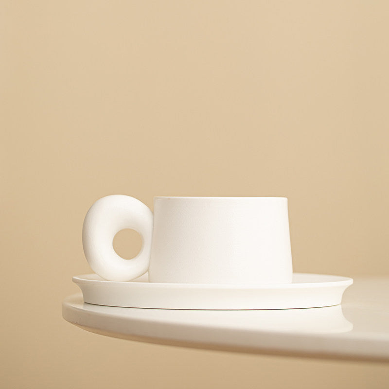 Minimalist Coffee Cup and Saucer Set - Luxury Ceramic Mugs for Home, Tea & Coffee, Private Customization Available