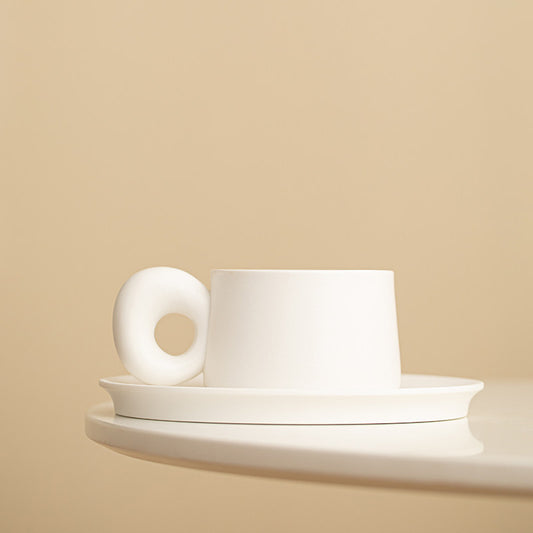 Minimalist Coffee Cup and Saucer Set - Luxury Ceramic Mugs for Home, Tea & Coffee, Private Customization Available