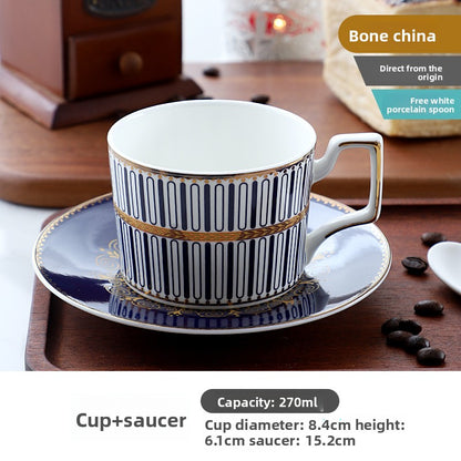 Luxury Bone China Coffee Cup and Saucer Set, Exquisite English Afternoon Tea Set, Ceramic Tea Set with Spoon