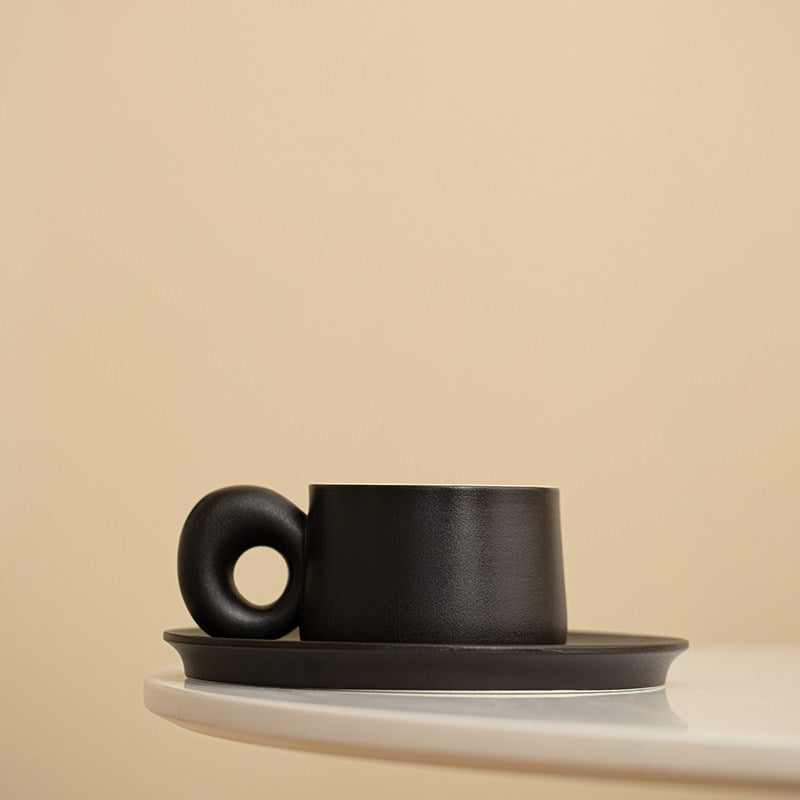 Minimalist Coffee Cup and Saucer Set - Luxury Ceramic Mugs for Home, Tea & Coffee, Private Customization Available