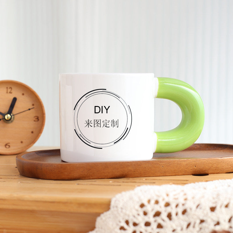 Custom Photo Mug - Cute Fat-Handle Cup (Personalized Couple & Kids Gift)