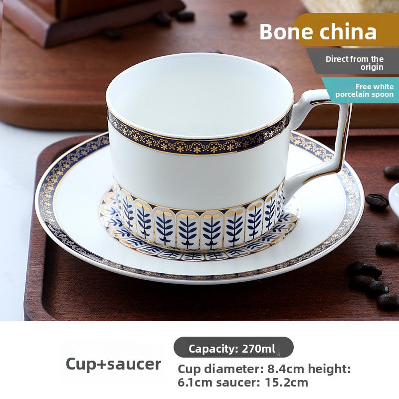 Luxury Bone China Coffee Cup and Saucer Set, Exquisite English Afternoon Tea Set, Ceramic Tea Set with Spoon