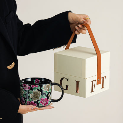 Floral Fantasy Mug - Elegant Ceramic Coffee Cup with Sophisticated Design