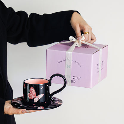 Sophisticated Ceramic Coffee Cup and Saucer Set