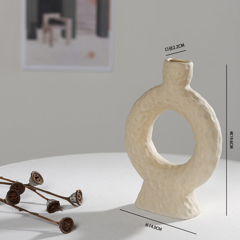 Scandinavian White Ceramic Vase – Minimalist Decorative Flower Vase for Dried Flowers & Hydroponic Plants, Perfect for Living Room, Cafe, Studio & Guesthouse