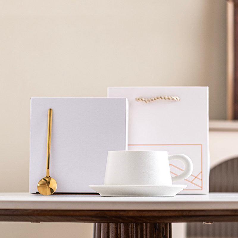 Jianshan Series Couple Coffee Mugs - High-End Ceramic Tea Cups, Souvenir Gift Set, Water Mugs with Spoon and Coaster