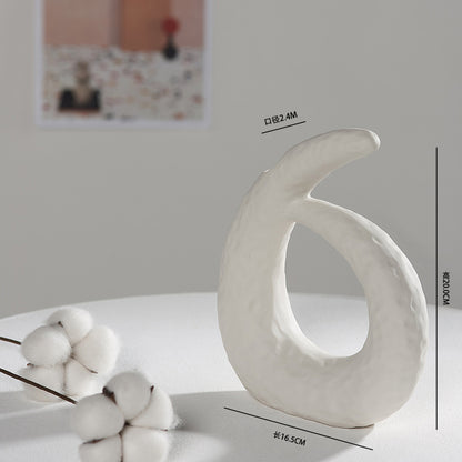 Scandinavian White Ceramic Vase – Minimalist Decorative Flower Vase for Dried Flowers & Hydroponic Plants, Perfect for Living Room, Cafe, Studio & Guesthouse