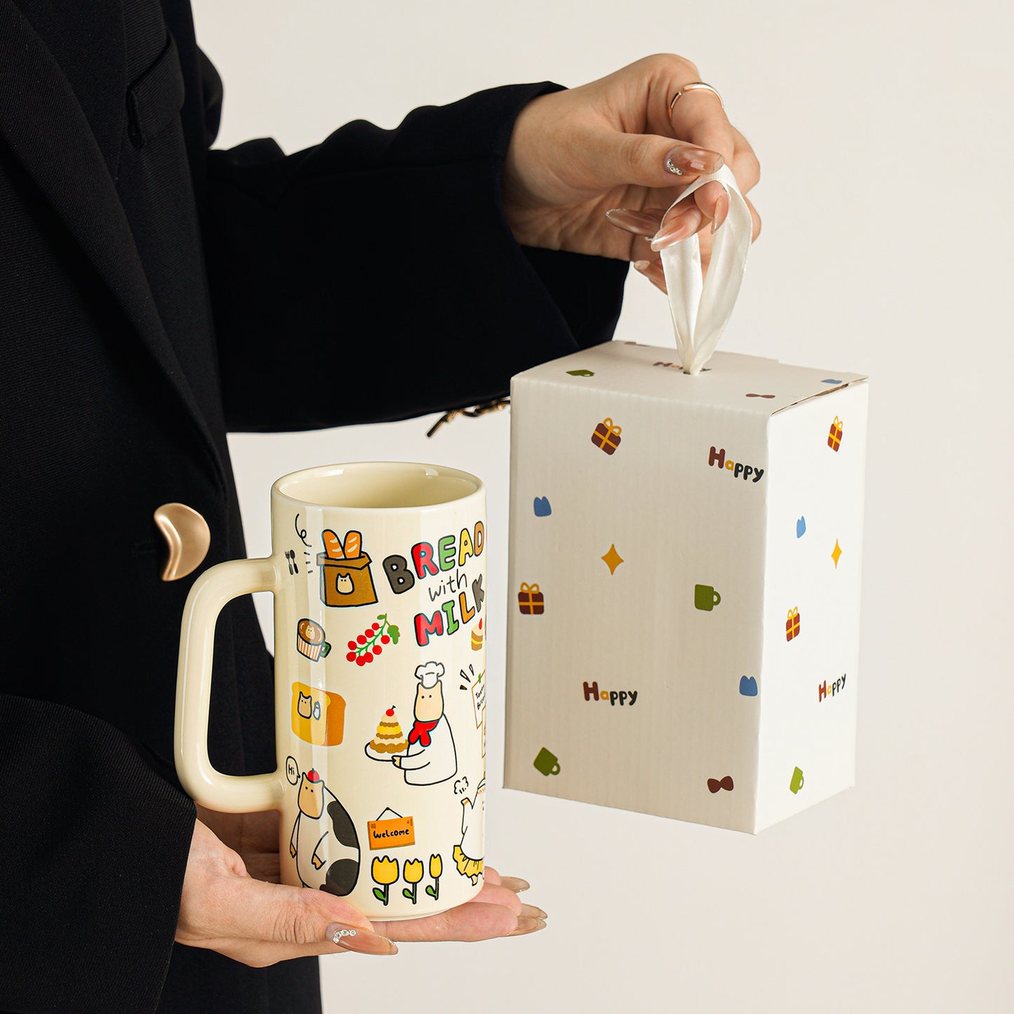 Elevated Graffiti Ceramic Mug - High-End Large Capacity Coffee Cup