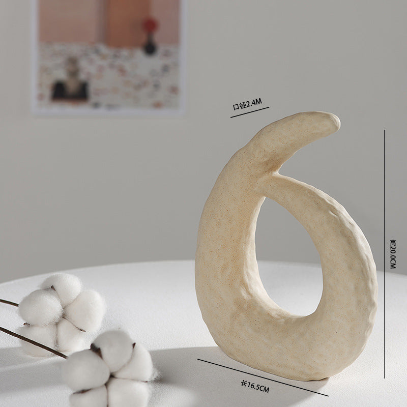 Scandinavian White Ceramic Vase – Minimalist Decorative Flower Vase for Dried Flowers & Hydroponic Plants, Perfect for Living Room, Cafe, Studio & Guesthouse