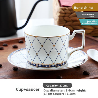Luxury Bone China Coffee Cup and Saucer Set, Exquisite English Afternoon Tea Set, Ceramic Tea Set with Spoon
