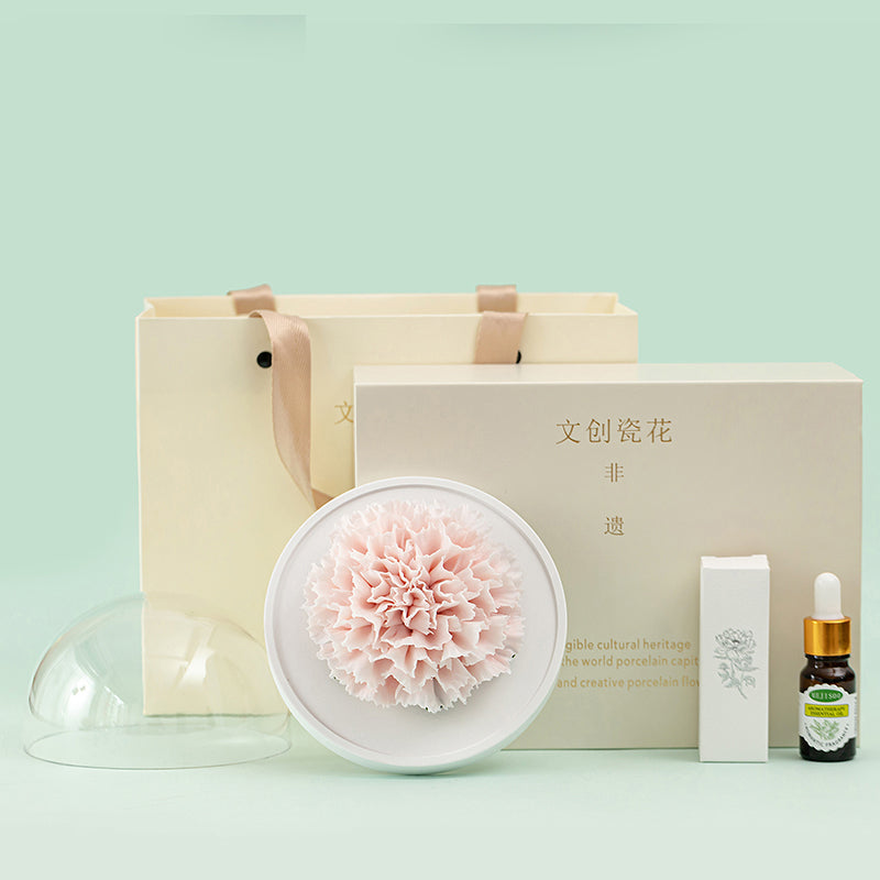 Dehua Peony Ceramic Art Flower - Intangible Cultural Heritage Handmade Ornament (Ideal for Aromatherapy Diffuser, Souvenir, Birthday Gift for Women)