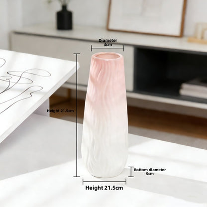 Creative Pink Gradient Ceramic Vase – Modern Decorative Flower Arrangement for Dried Flowers, Tabletop, Study Room & Living Room Decoration